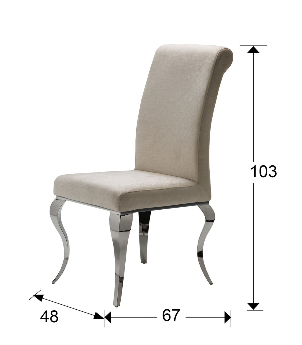 Medidas Silla Schuller Barroque Beige Ref. 792549: 48x67x103cm.  Altura asiento: 49cm. Ancho asiento: 45cm. Profundidad asiento: 44cm.
