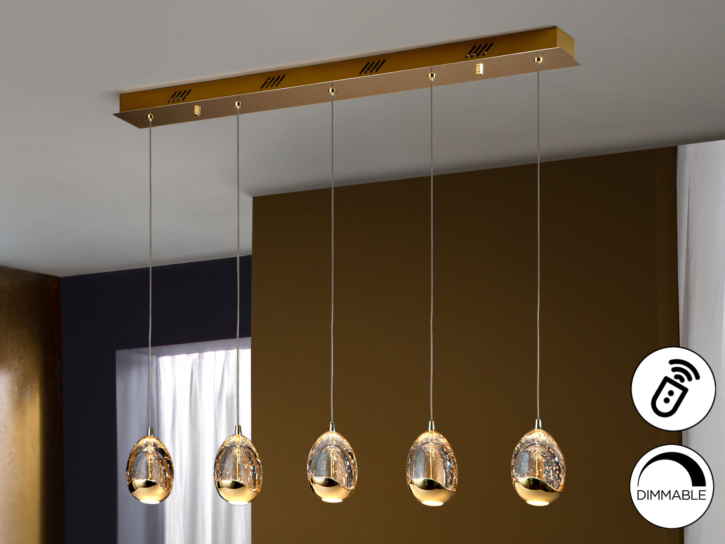 Lámpara Moderna Oro 5 Luces - Schuller Rocío | luzguru.com