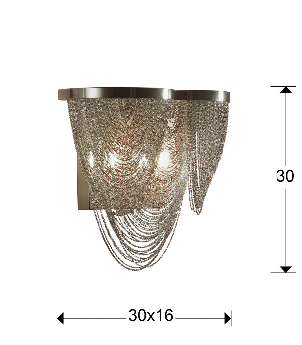 Medidas Aplique Pared Schuller Minerva 872712: 30x30x16 cm.  Diseño níquel, 2 luces.
