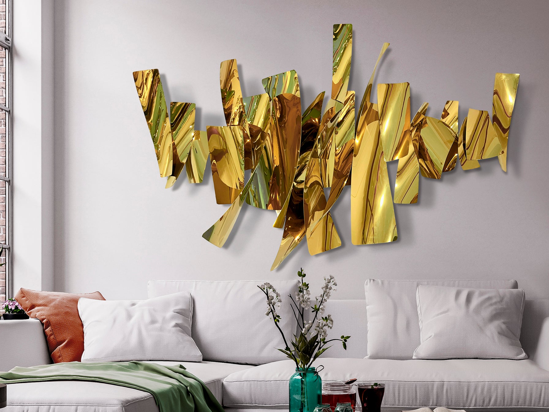 Escultura de Pared Acero Dorado - Schuller Fracture - luzguru.com