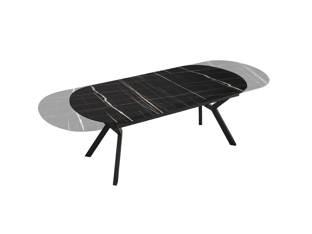 Mesa de comedor Schuller Antea 789235 - Tapa de mármol negro - luzguru.com