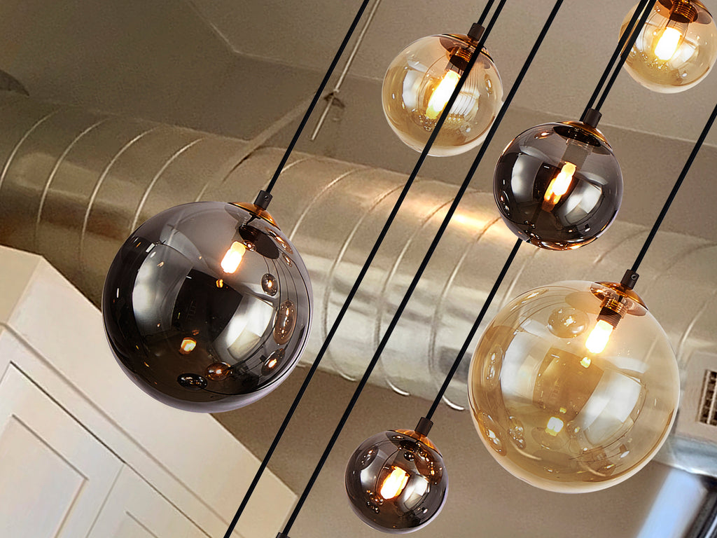 Lámpara Moderna 9 Luces Negra y Latón - Schuller Dark | luzguru.com