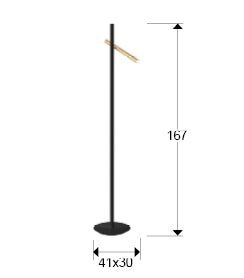Medidas lámpara pie Schuller Varas 373685: 41x167x30cm.  Diseño moderno oro/negro.
