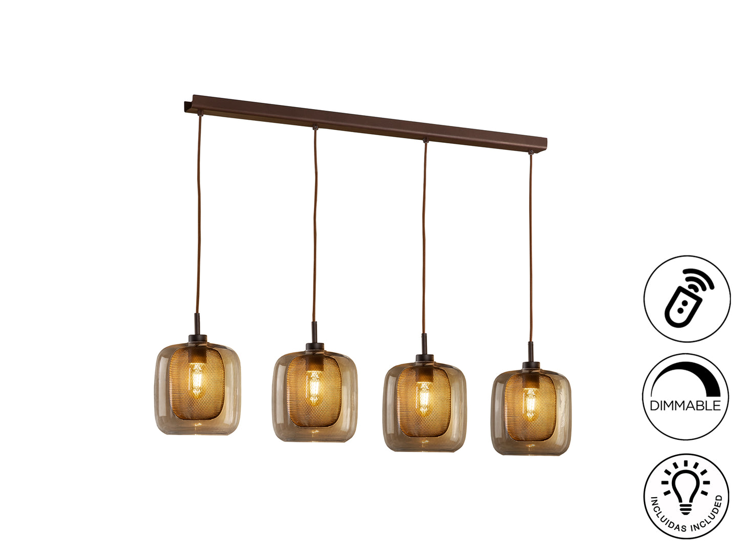 Lámpara de techo Schuller Fox 4 luces color chocolate - 653422D - luzguru.com