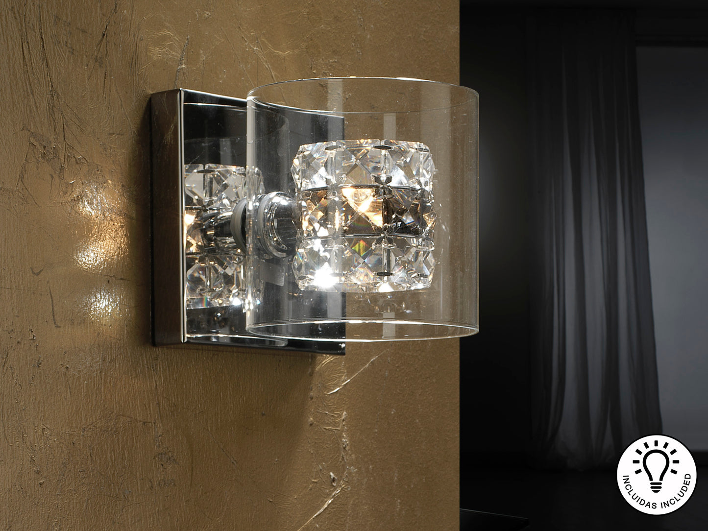 Aplique Pared Moderno Cromo - Schuller Flash | luzguru.com