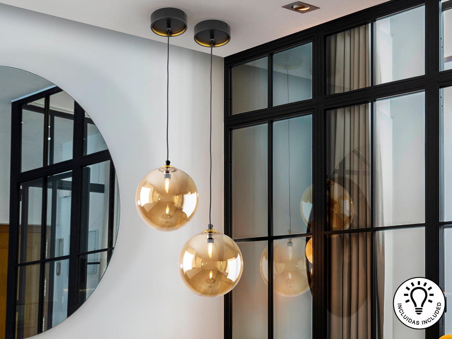 Lámpara Moderna Negro y Latón - Schuller Dark | luzguru.com