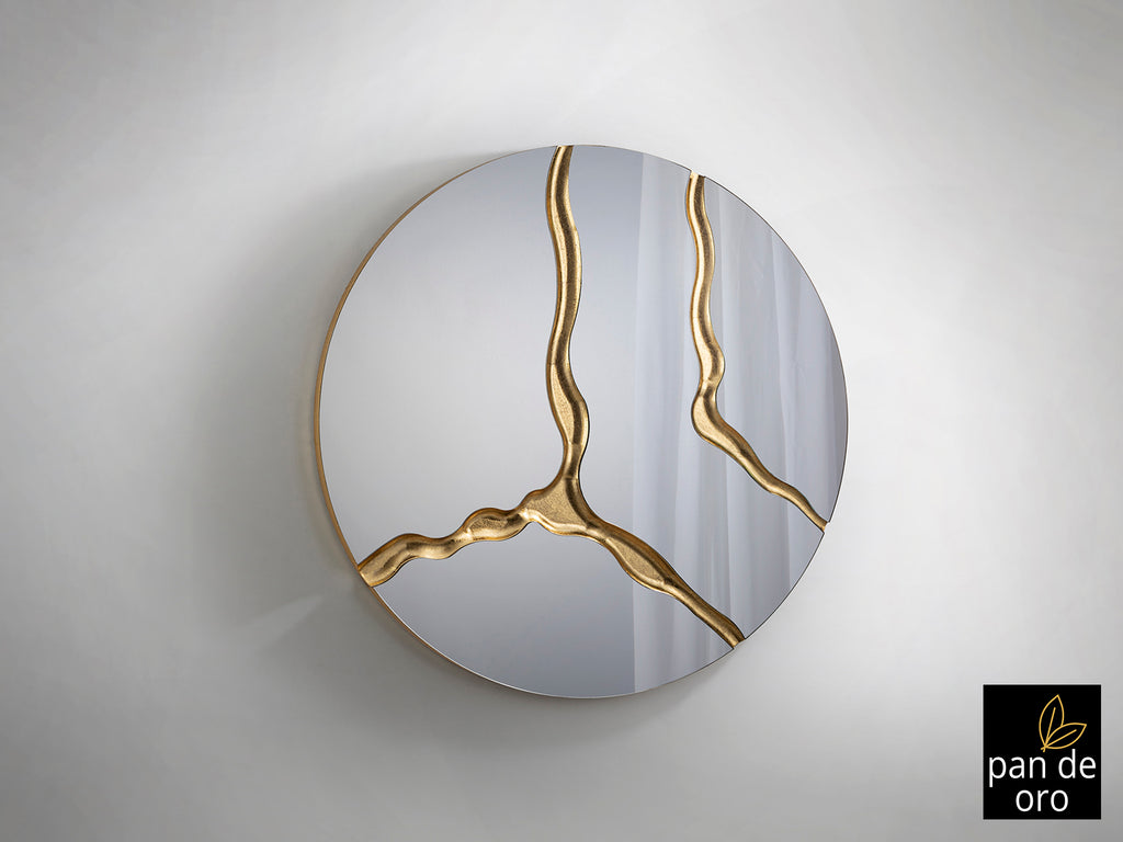 Espejo Schuller Surcos Pan de Oro - Diseño Elegante | luzguru.com