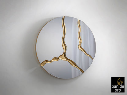 Espejo Schuller Surcos Pan de Oro - Diseño Elegante | luzguru.com
