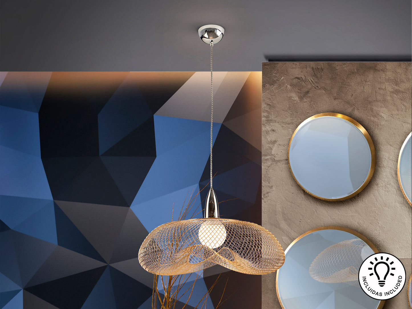 Lámpara Moderna Cromo Oro - Schuller Forma | luzguru.com