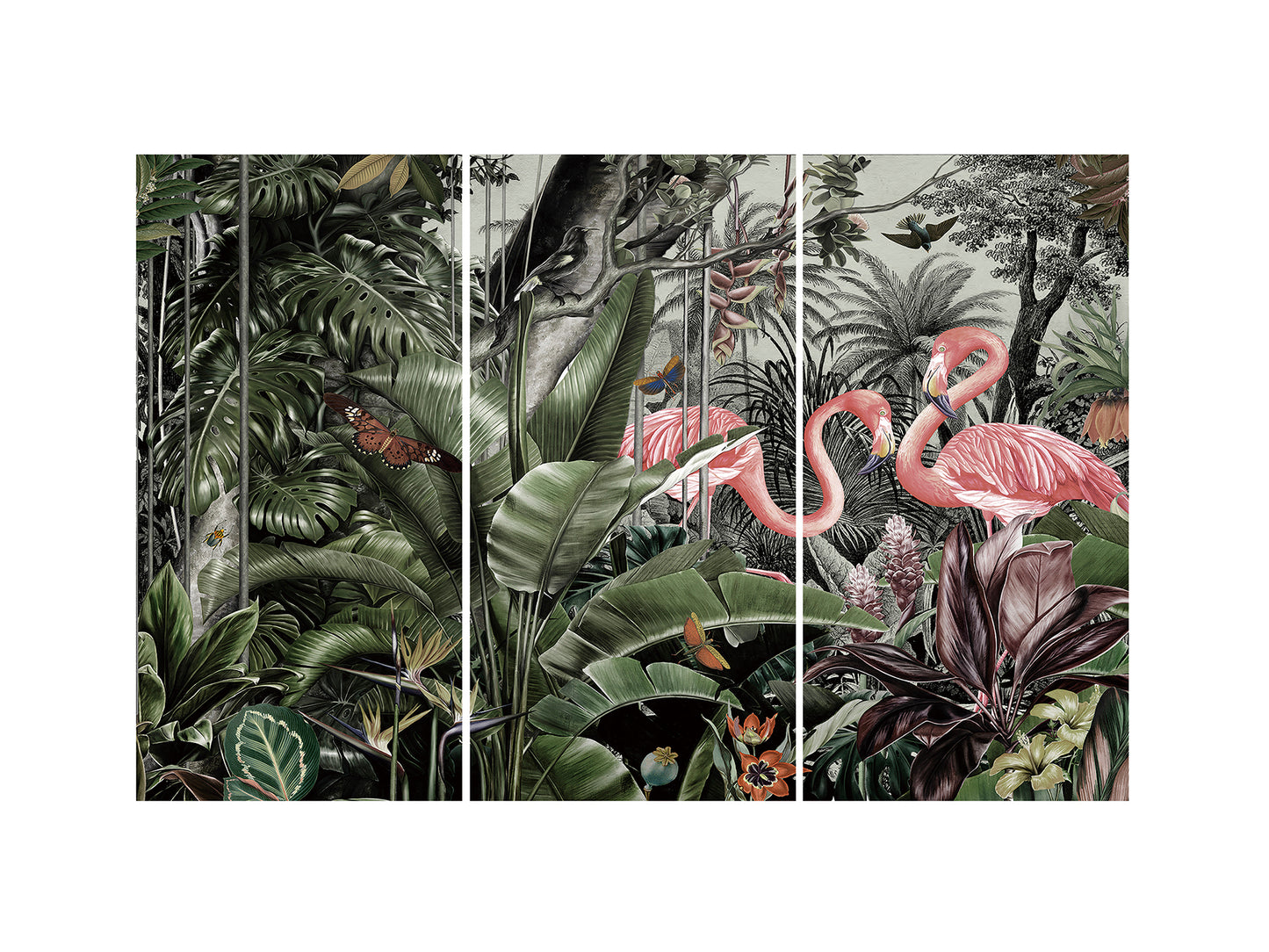 Tríptico Flamencos Fotografía Impresa 180x120cm - Schuller | luzguru.com