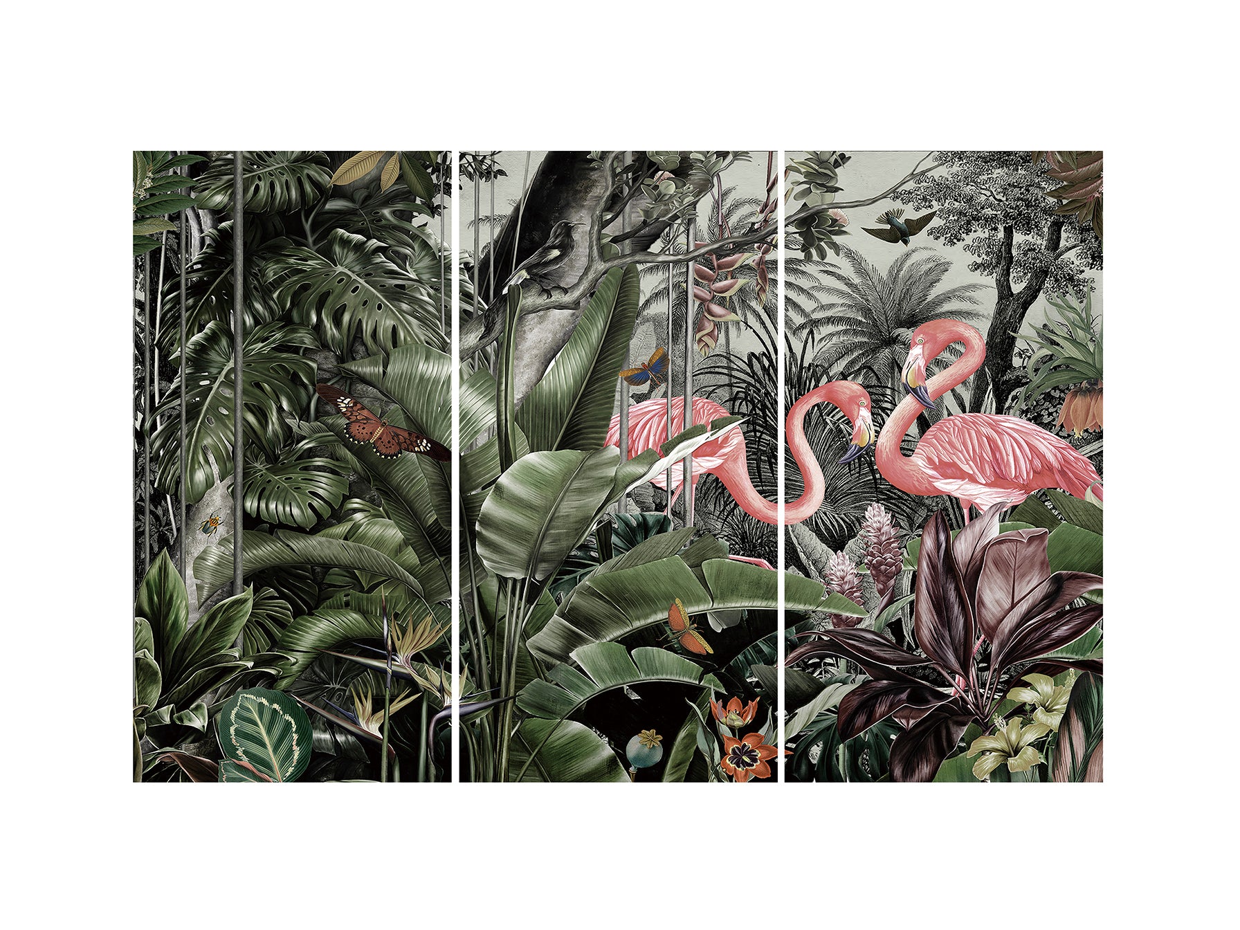 Tríptico Flamencos Fotografía Impresa 180x120cm - Schuller | luzguru.com