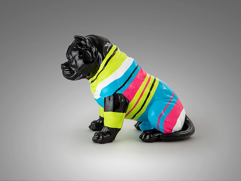 Figura decorativa Pitbull Schuller Rocky - Negra con Rayas | luzguru.com