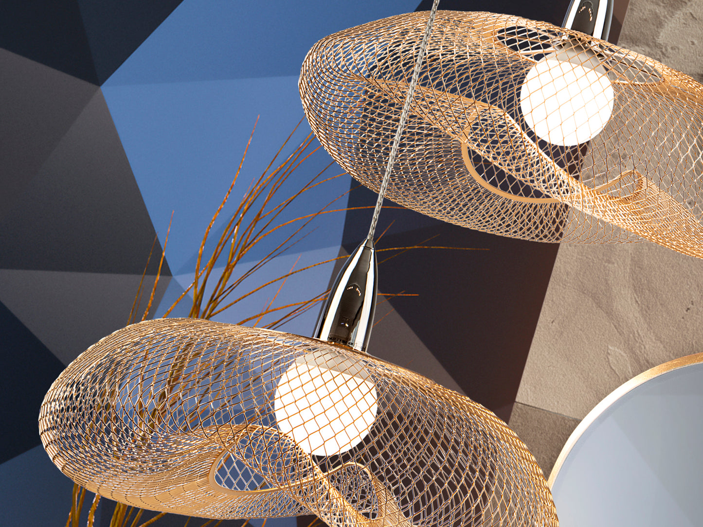 Lámpara Moderna Cromo Oro - Schuller Forma | luzguru.com