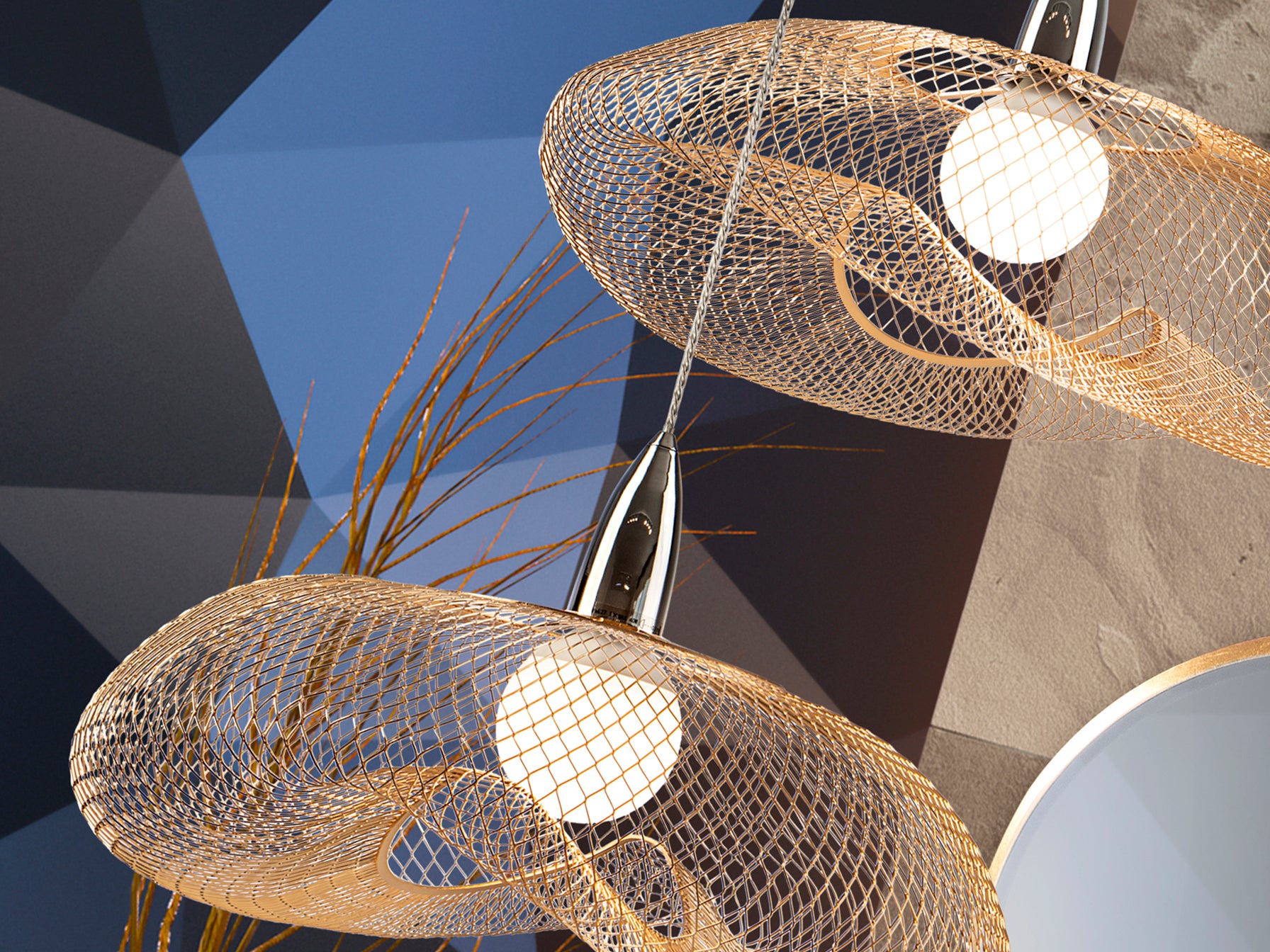 Lámpara Moderna Cromo Oro - Schuller Forma | luzguru.com