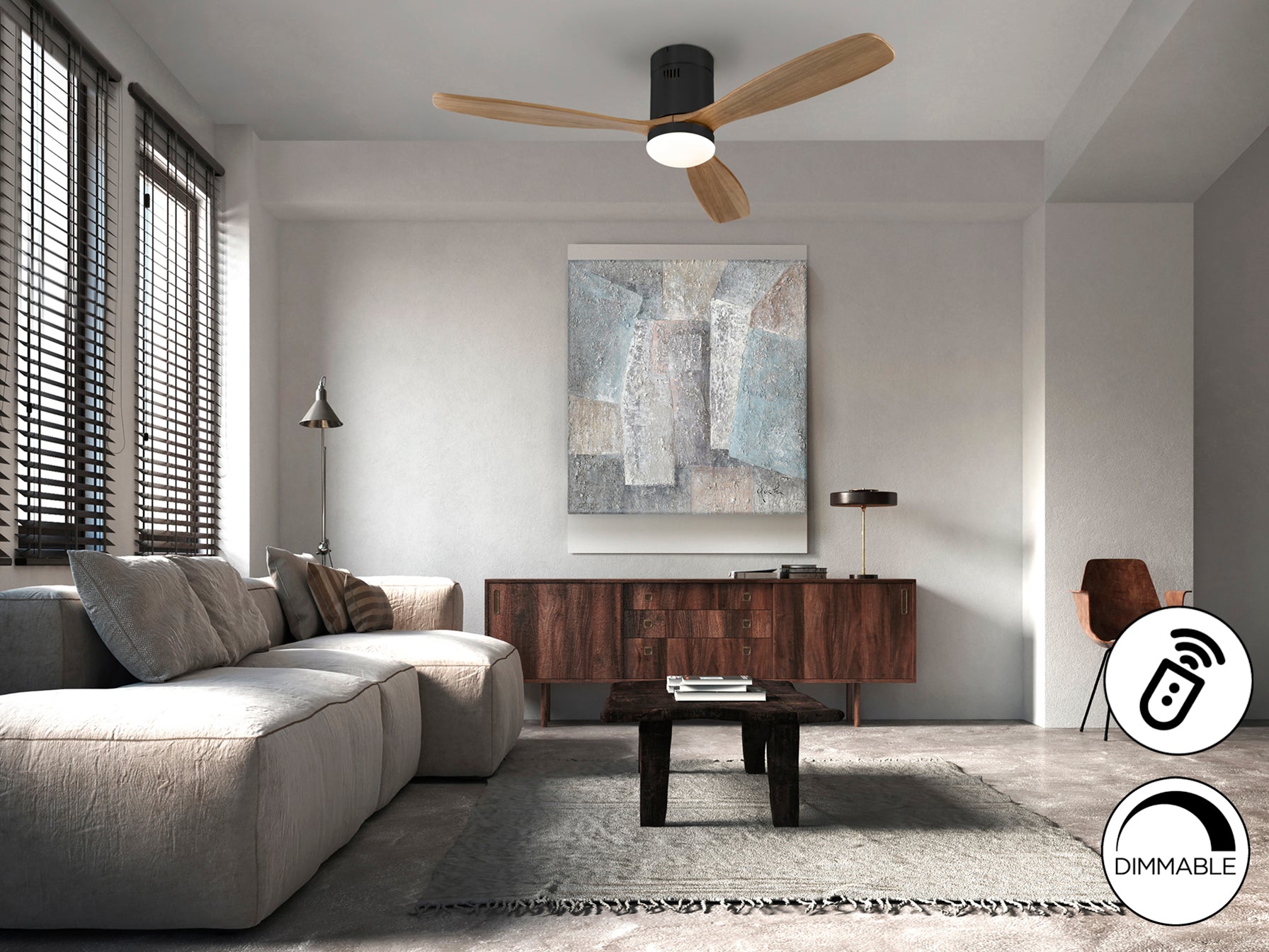 Ventilador Techo Siroco Negro Nogal - Schuller - Calidad Premium | luzguru.com