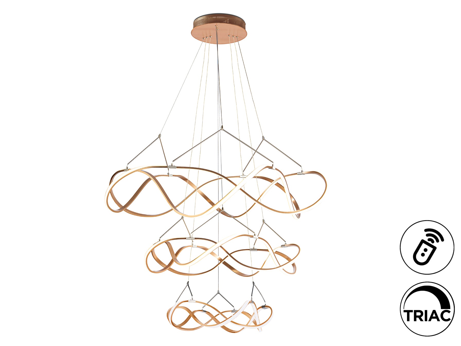 Schuller 763455D - Lámpara Molly 3 Aros Oro Rosa - luzguru.com