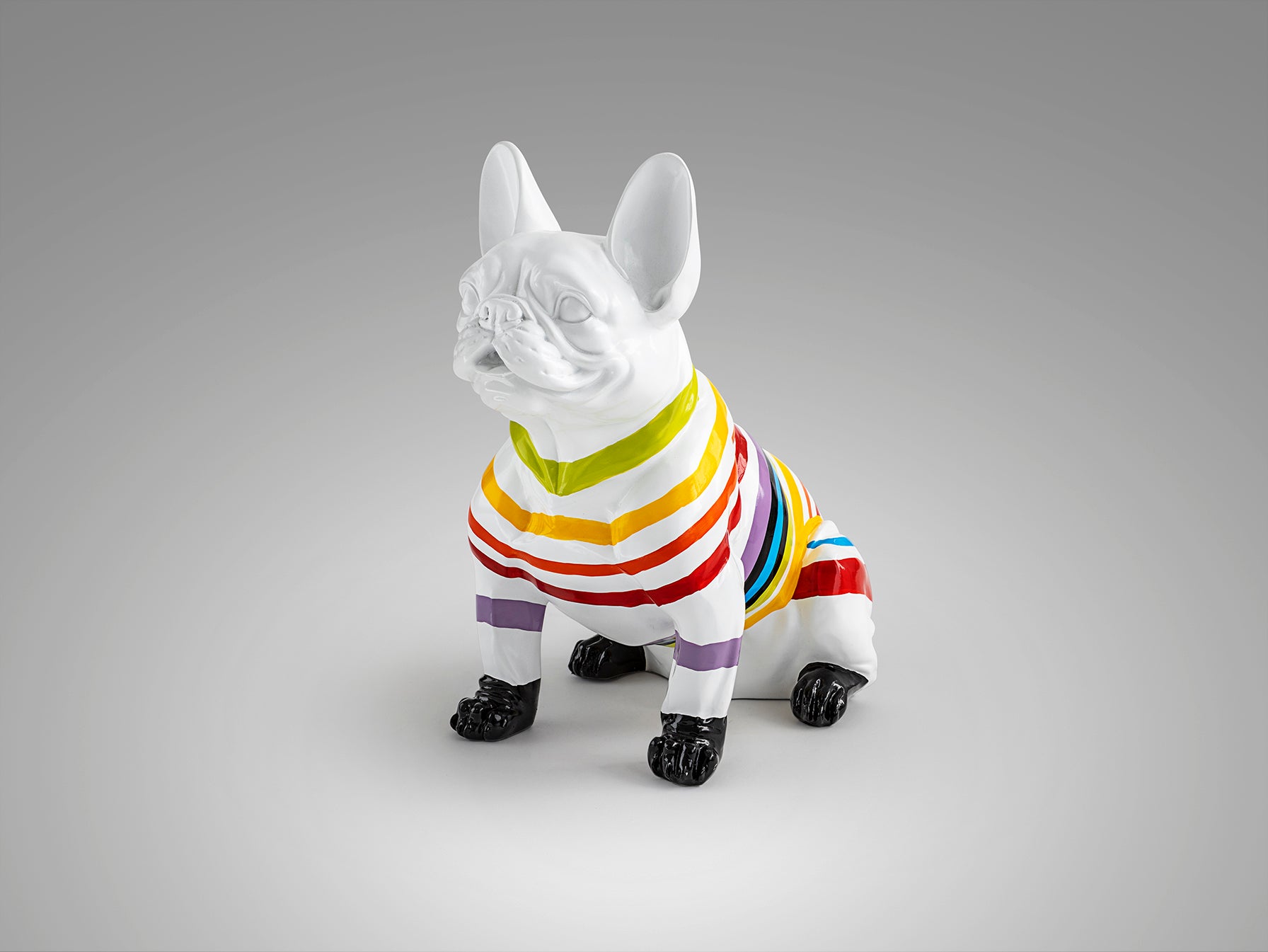 Figura Decorativa Bulldog Francés Schuller - Frenchi Blanco-Rayas | luzguru.com