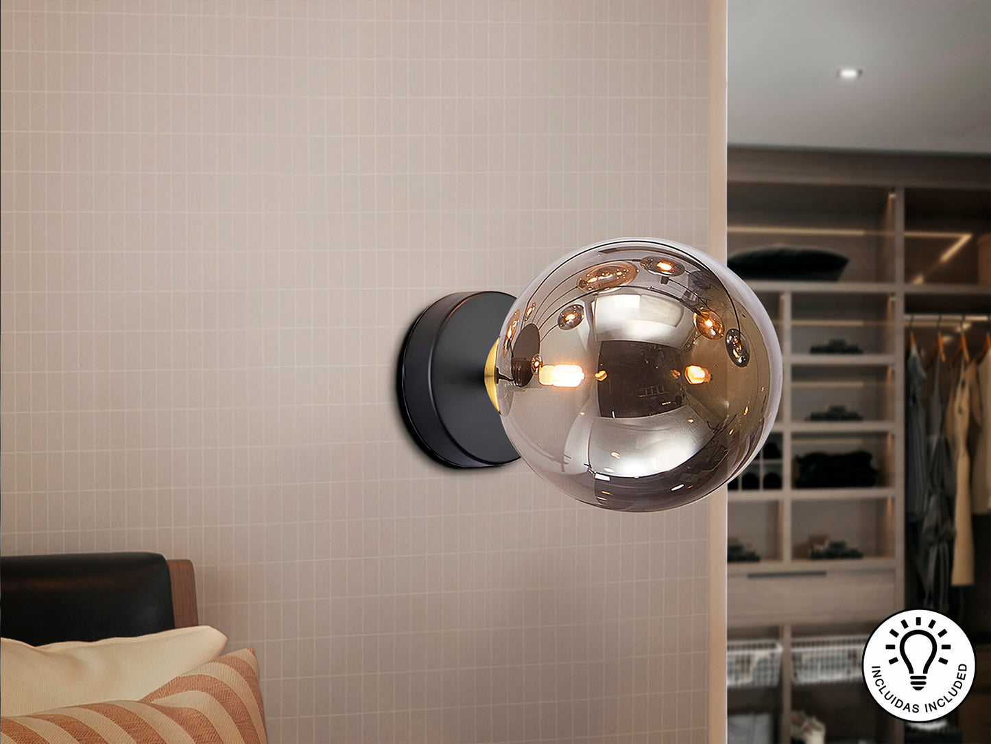 Aplique de pared Schuller Dark 439602 - Negro y Latón - luzguru.com