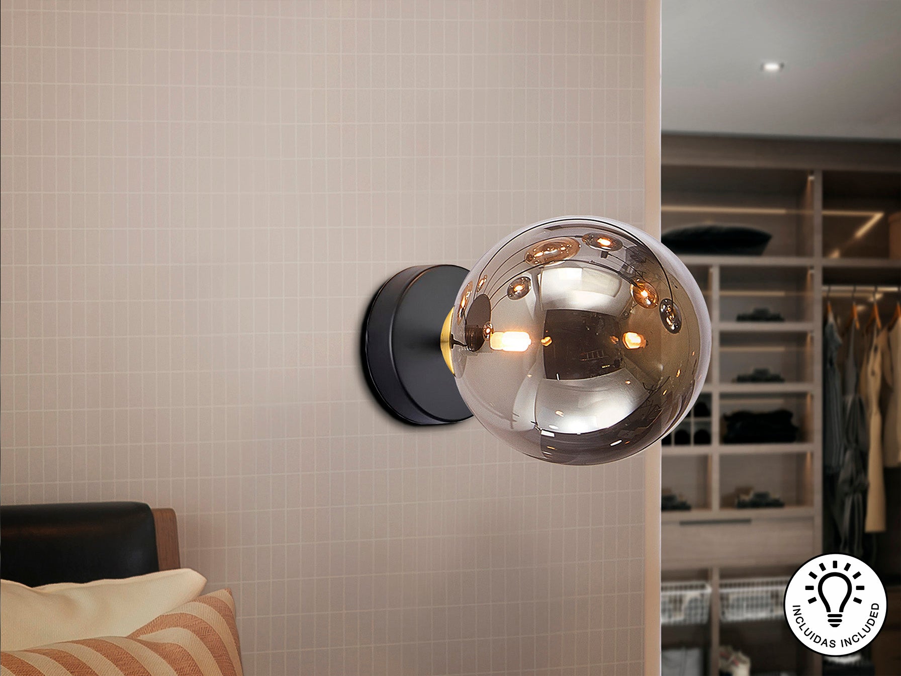 Aplique de pared Schuller Dark 439602 - Negro y Latón - luzguru.com