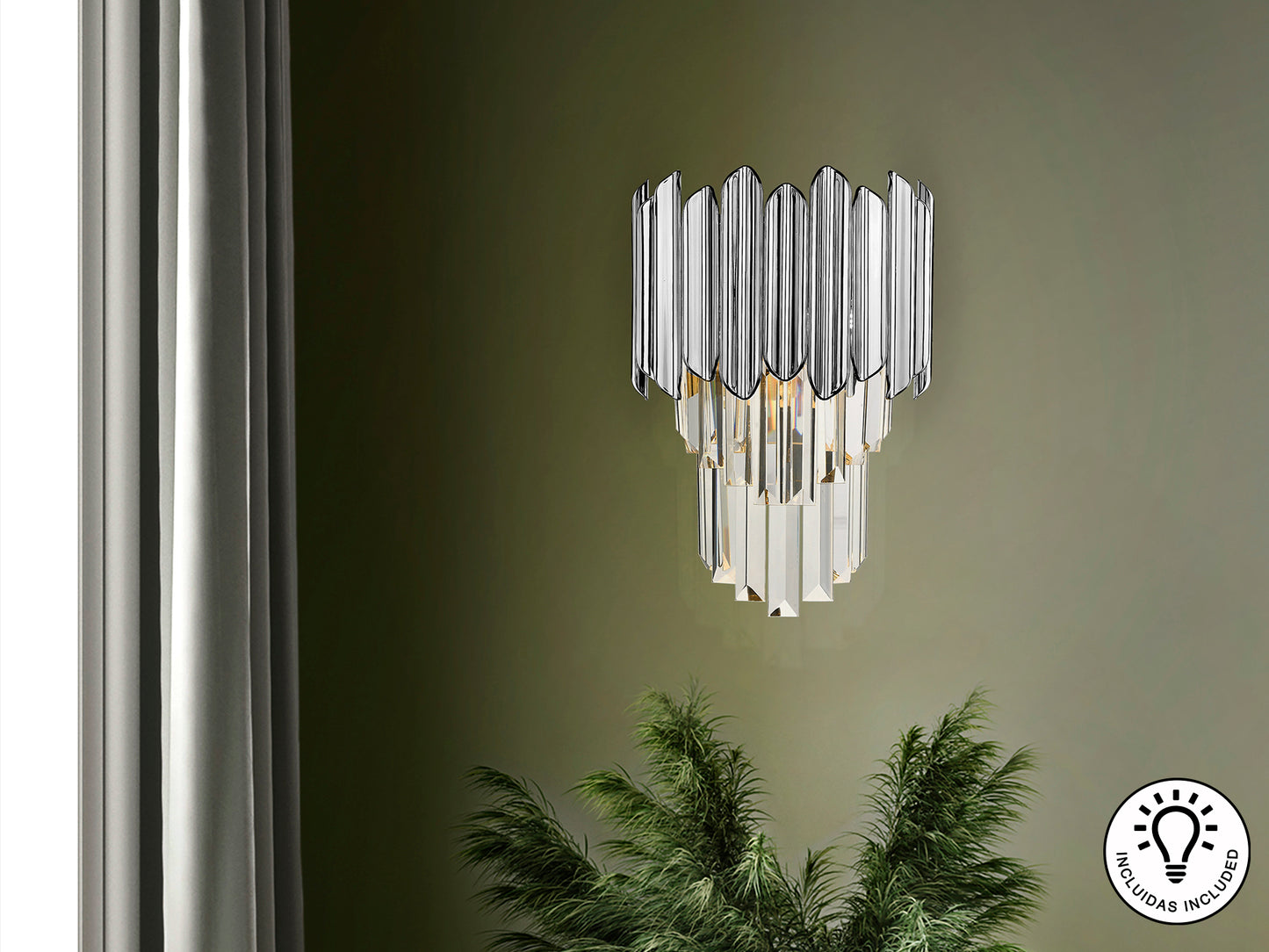 Aplique Pared Cromado Schuller Tiara - Diseño Moderno | luzguru.com