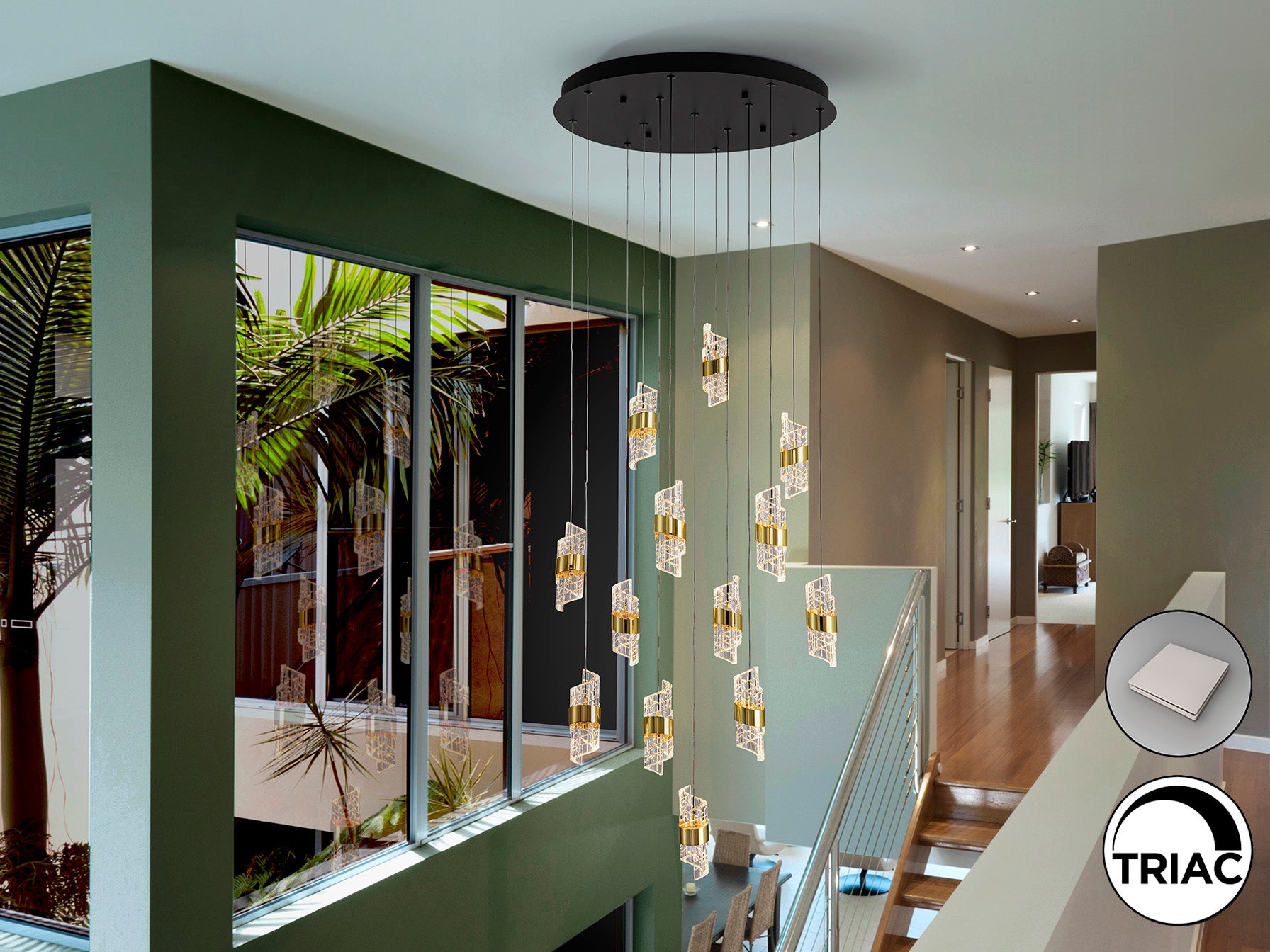 Schuller 631730 - Lámpara Iliada 13 luces LED Negro-Oro - luzguru.com