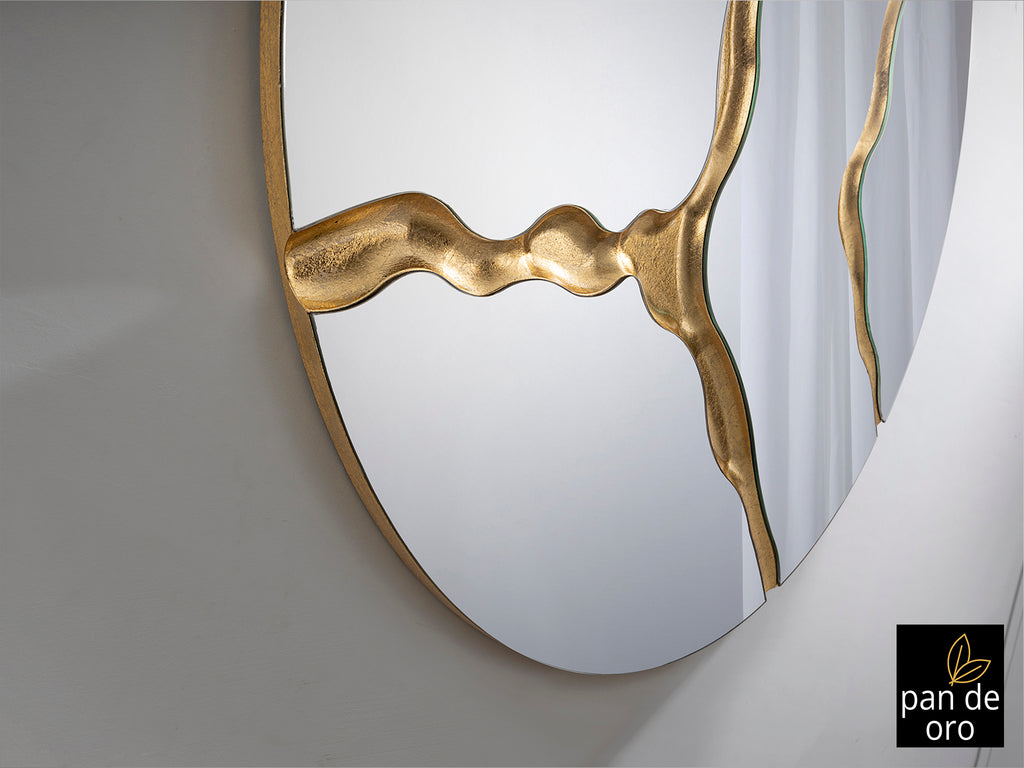 Espejo Schuller Surcos Pan de Oro - Diseño Elegante | luzguru.com