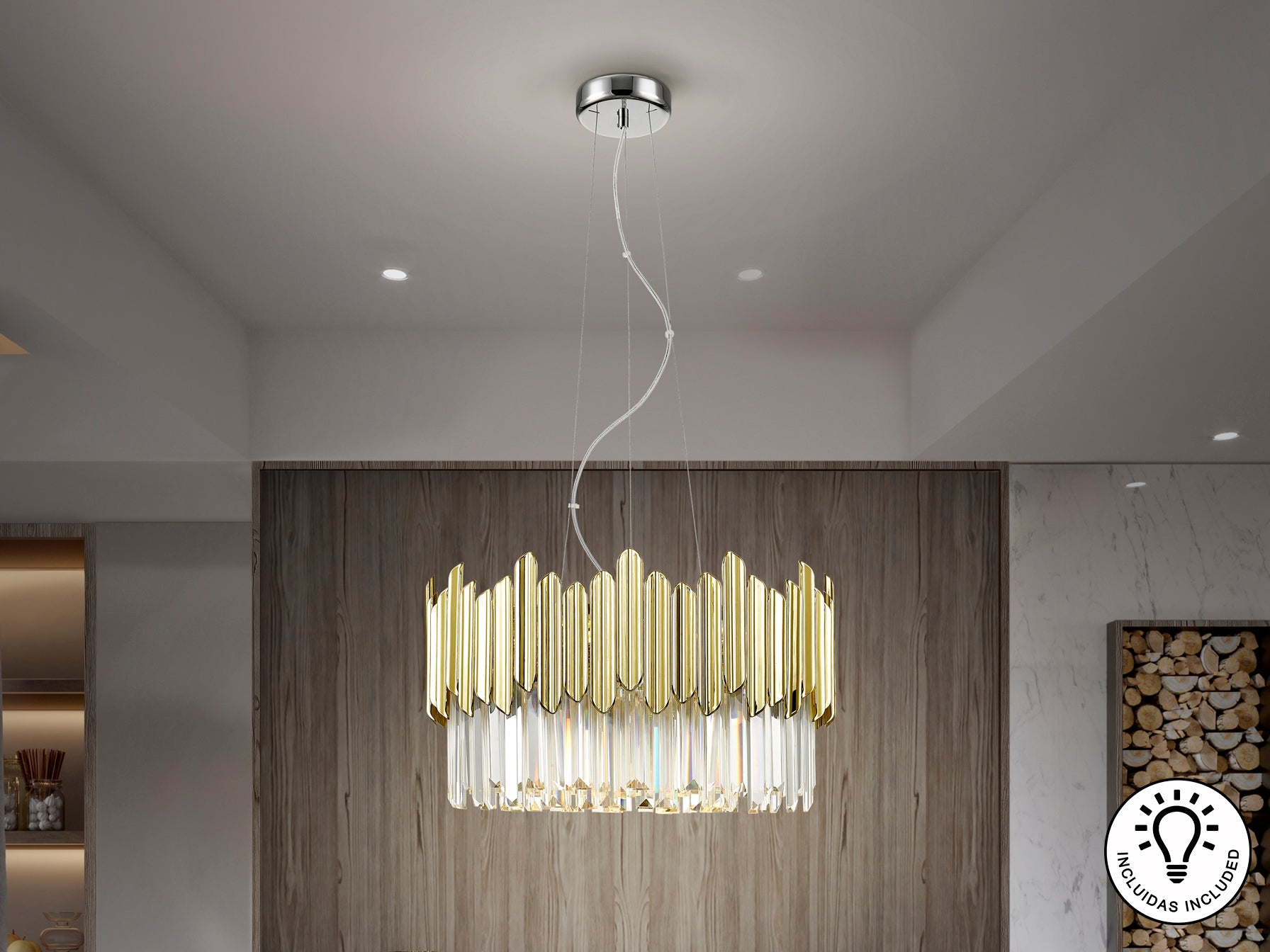 Lámpara de Techo Tiara Cromado Oro - Schuller | luzguru.com