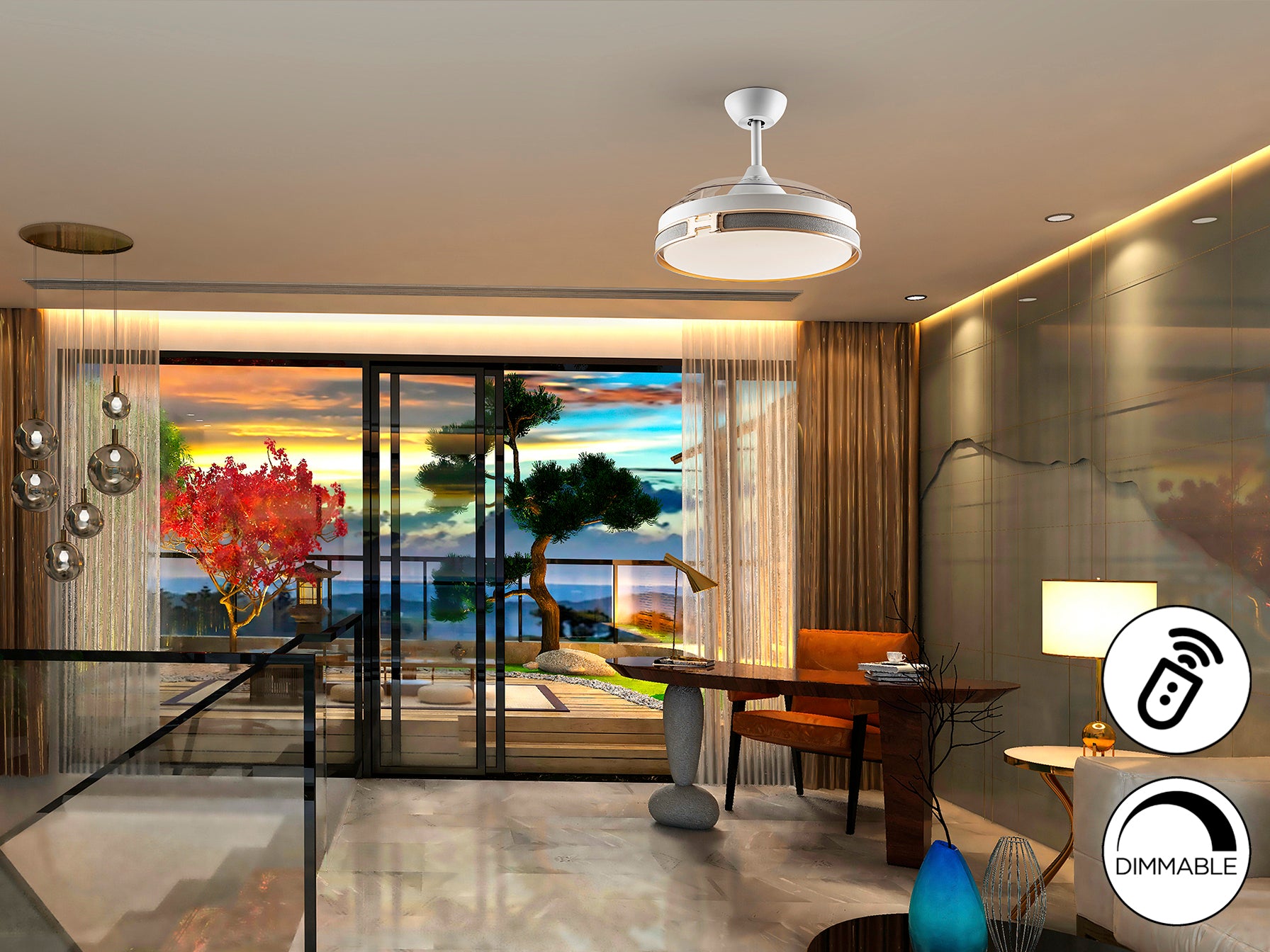 Ventilador Techo Schuller Herón - Blanco Oro - Dimmable - luzguru.com