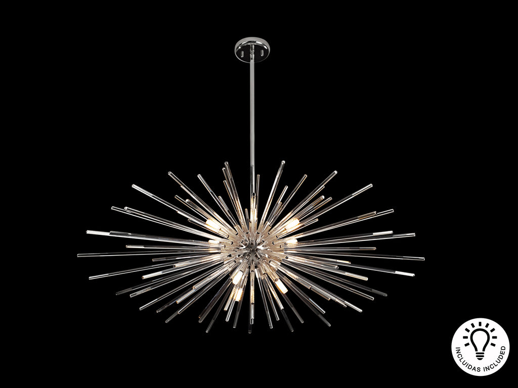 Lámpara Moderna Cromada Schuller - Evasión 9 Luces | luzguru.com