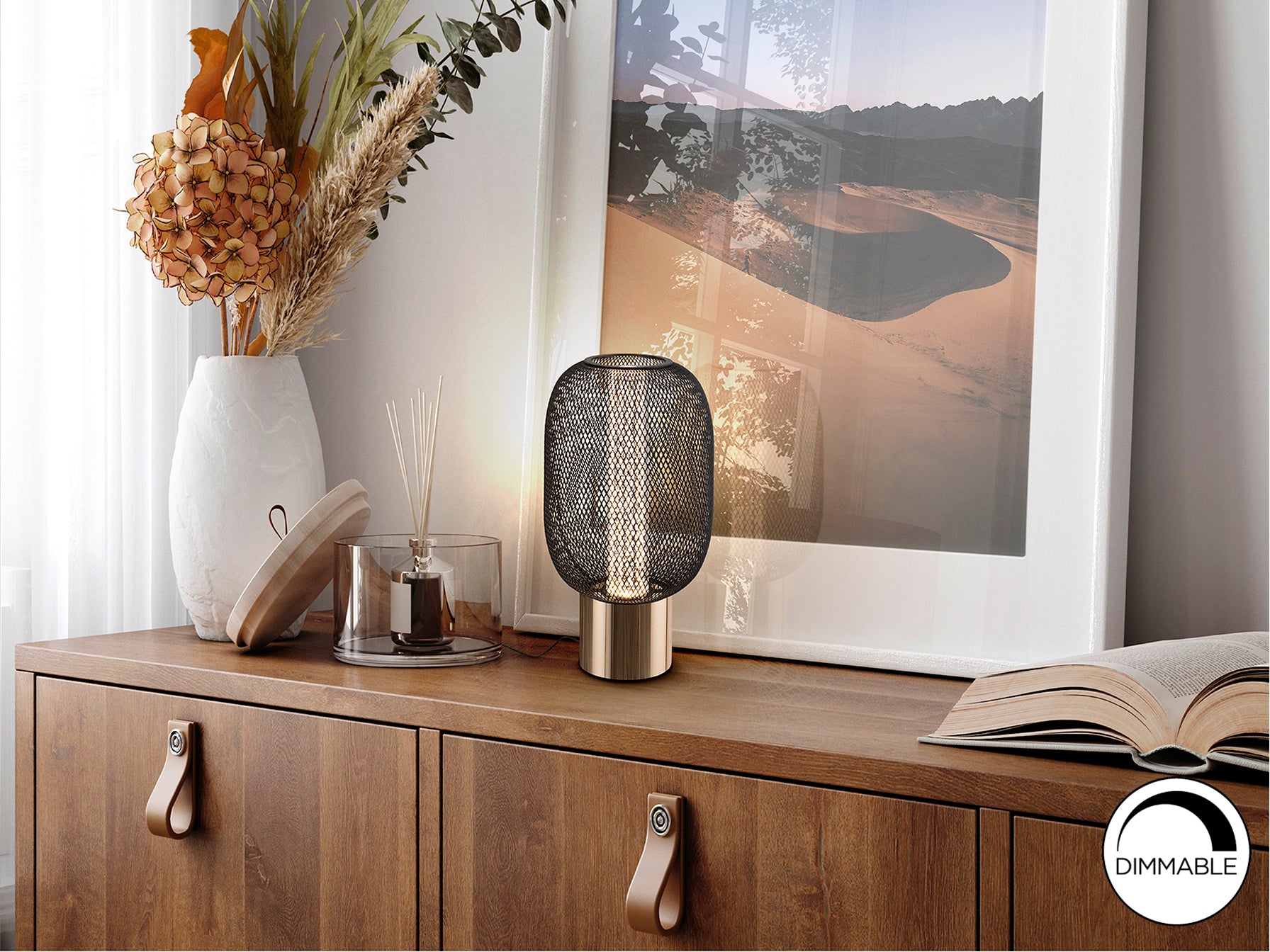 Lámpara Sobremesa Micrón Oro Negro - Schuller - Diseño Moderno | luzguru.com