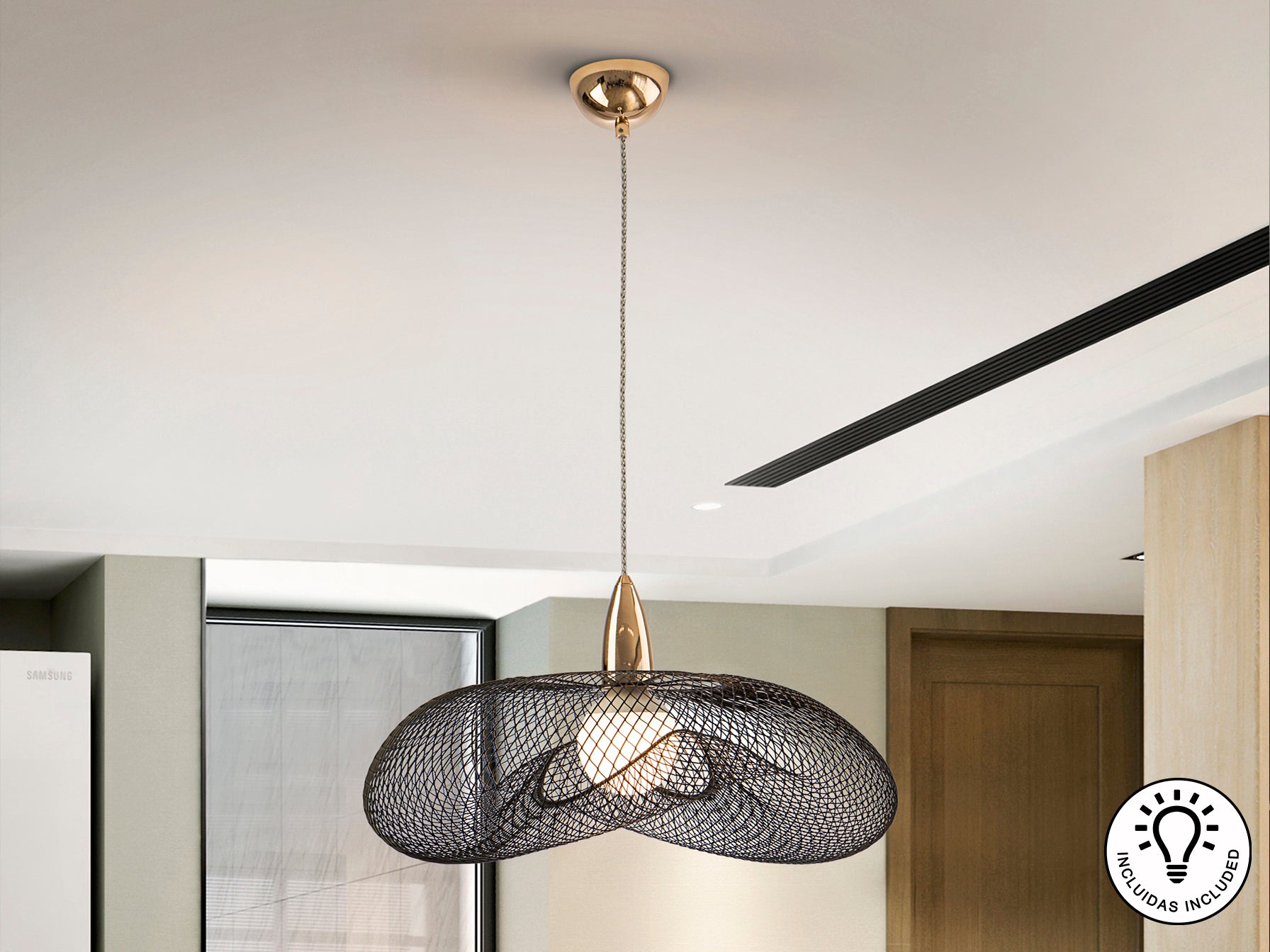 Lámpara de Metal Oro y Negro - Schuller Forma - luzguru.com