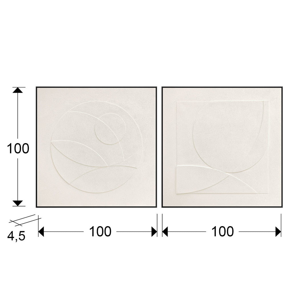 Medidas Bajorrelieves ALBOS Schuller 702539: 100x100x4.5cm.  Set de 2 piezas.
