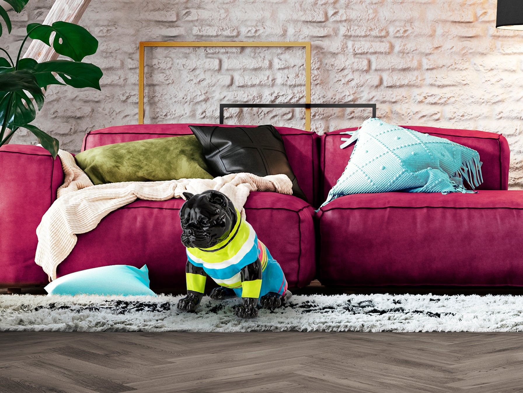 Figura decorativa Pitbull Schuller Rocky - Negra con Rayas | luzguru.com