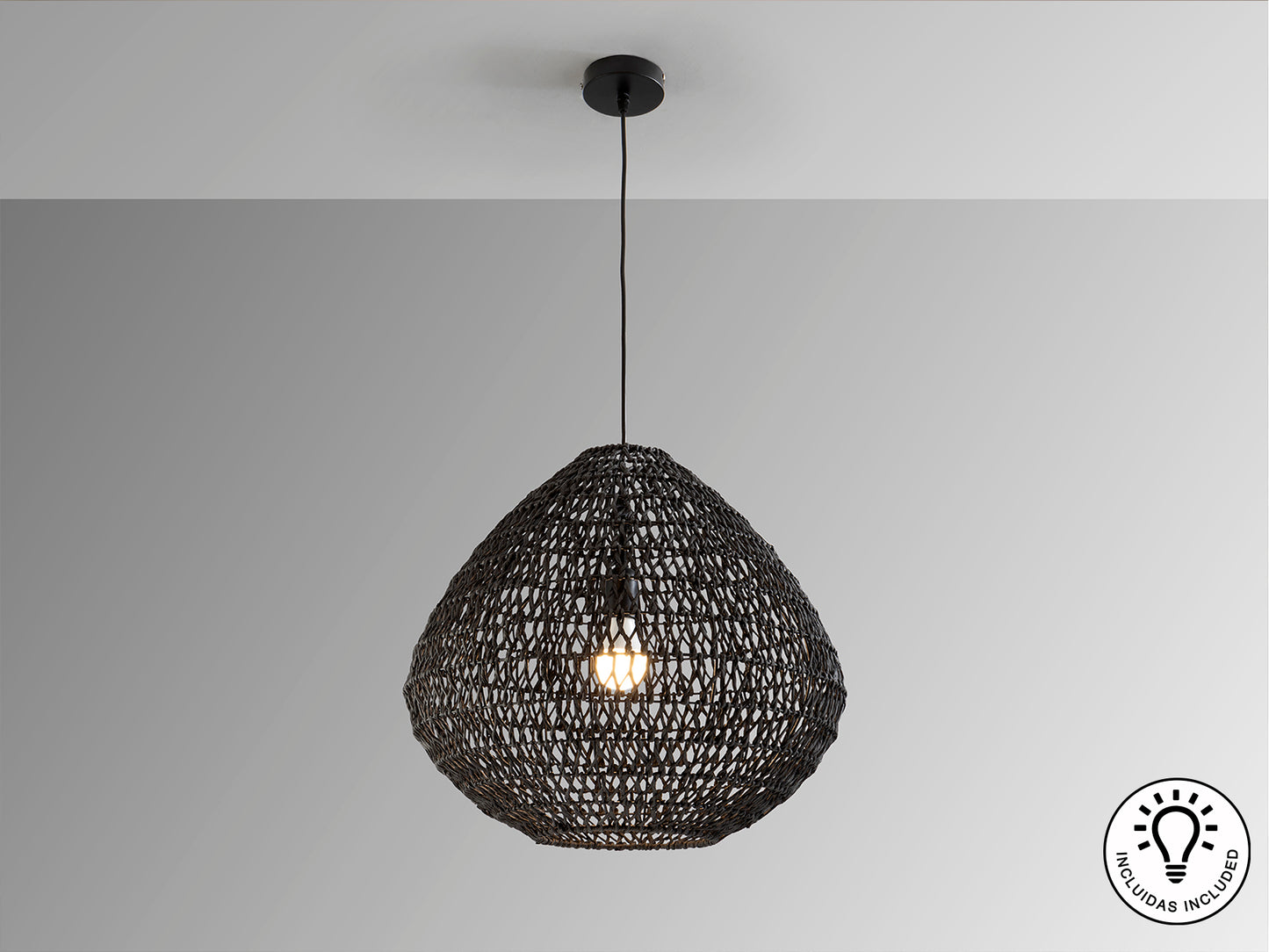 Lámpara de Papel Trenzado Negra - Schuller Maon | luzguru.com