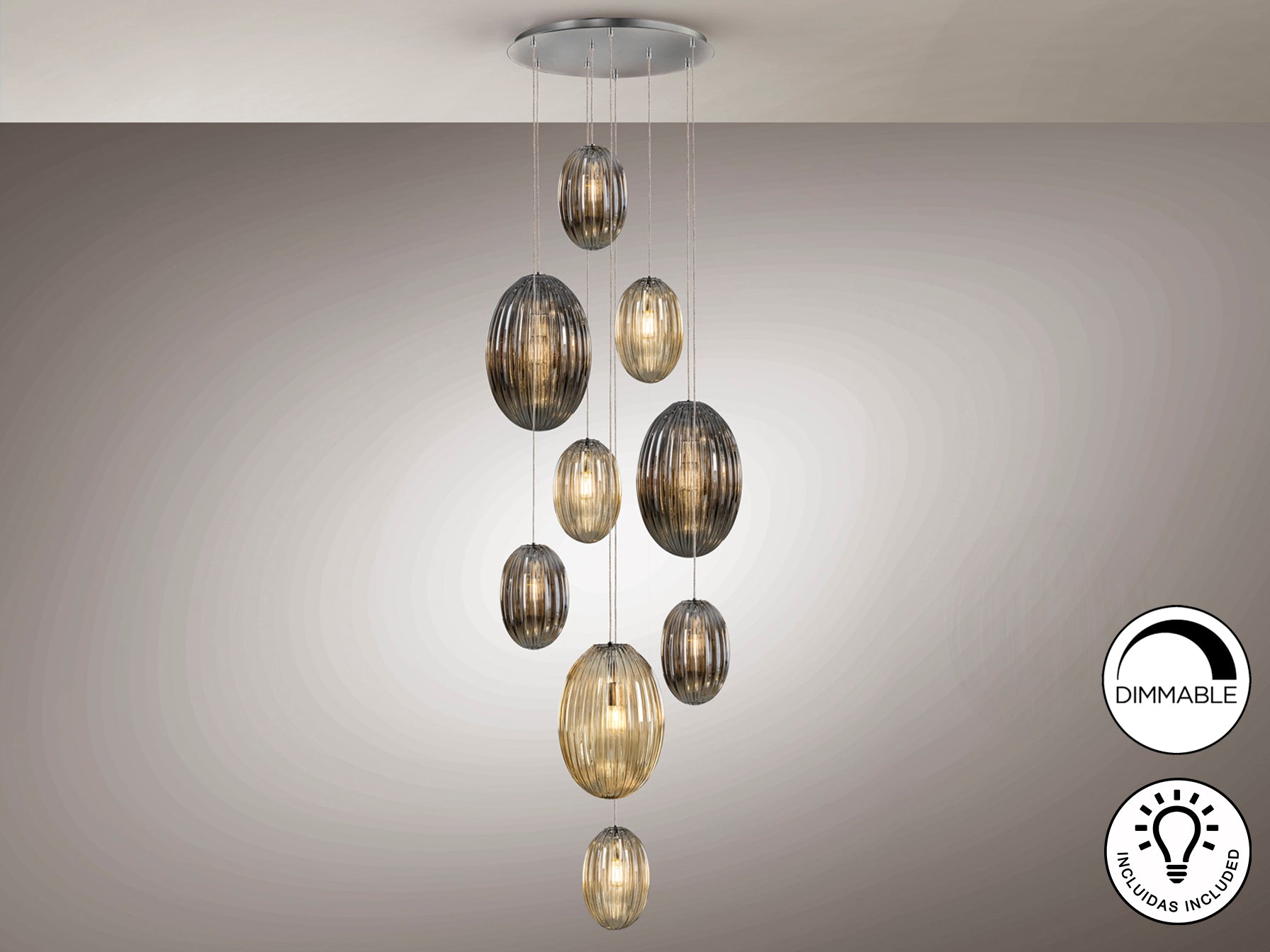 Lámpara Techo Schuller Ovila - Diseño Moderno 9 Luces | luzguru.com