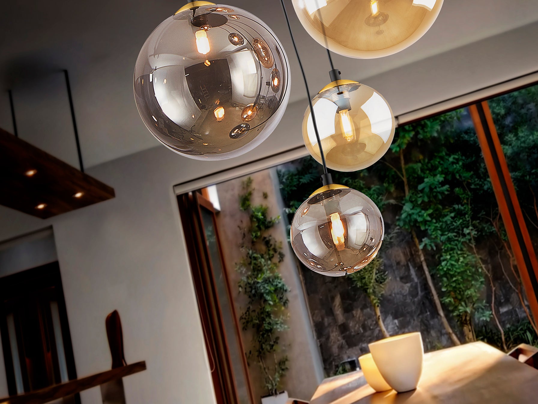 Lámpara Moderna 5 Luces Negro y Latón - Schuller Dark | luzguru.com