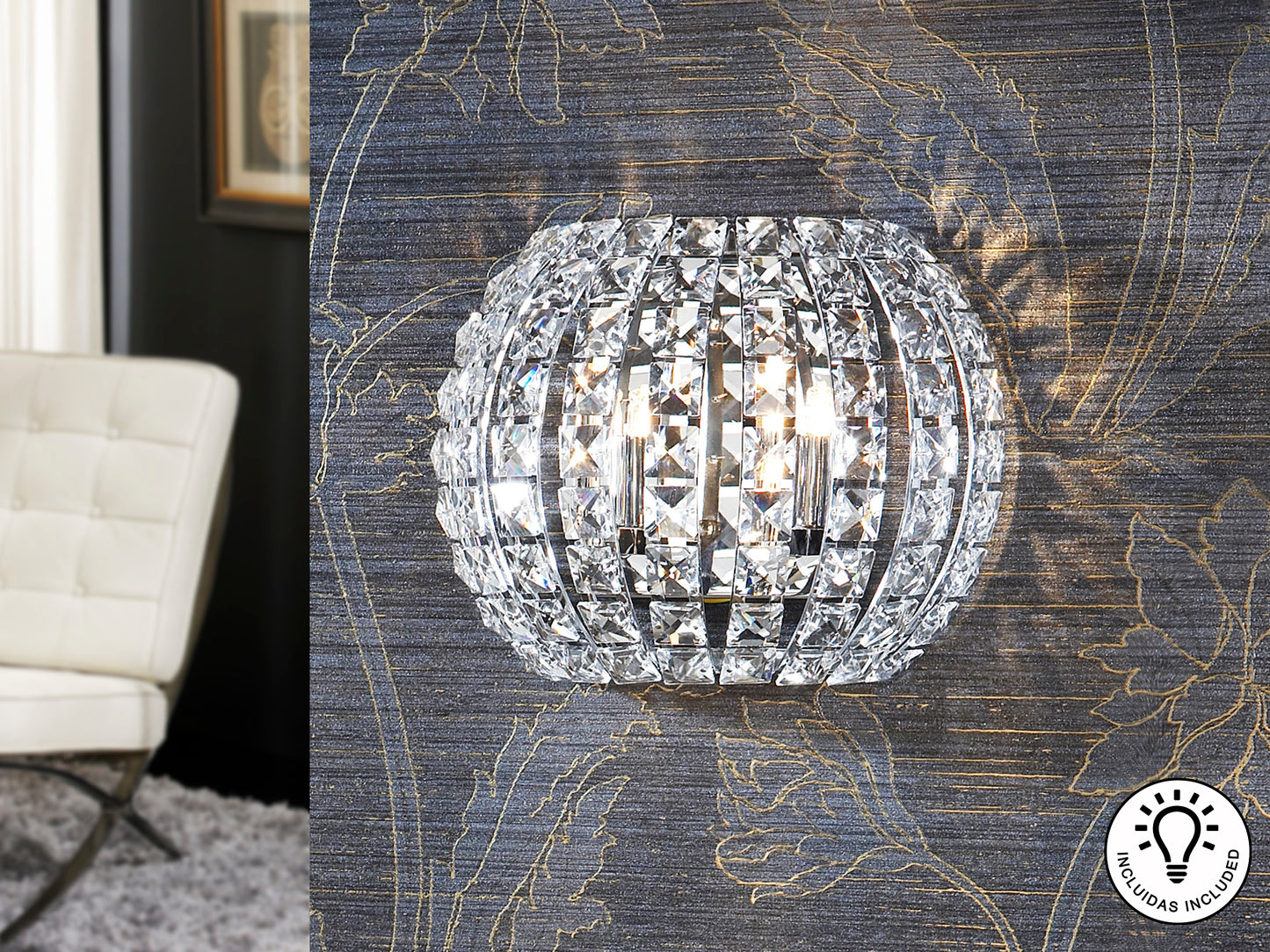 Aplique de Pared Diamond Cromado - Schuller - luzguru.com