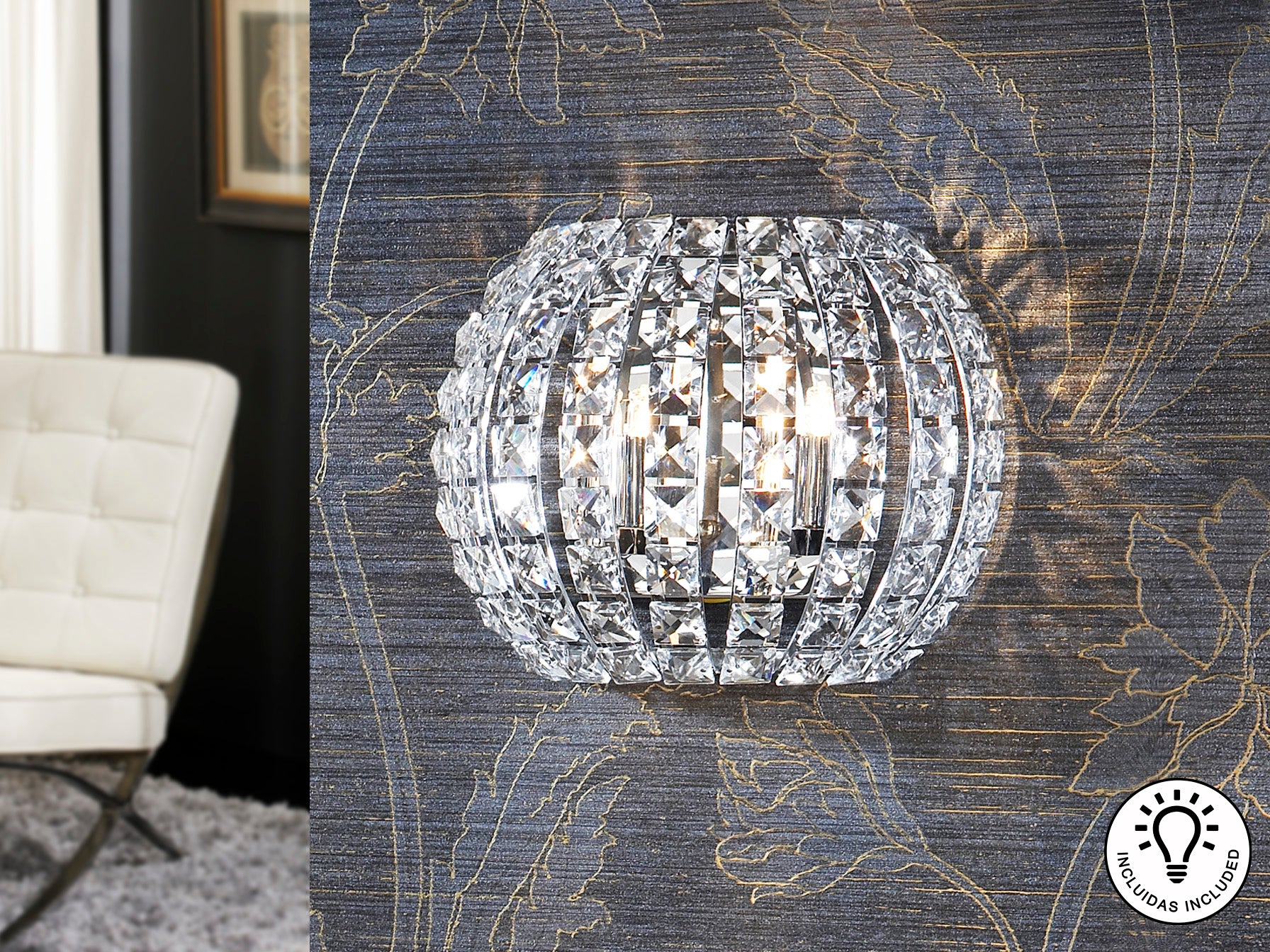 Aplique de Pared Diamond Cromado - Schuller - luzguru.com