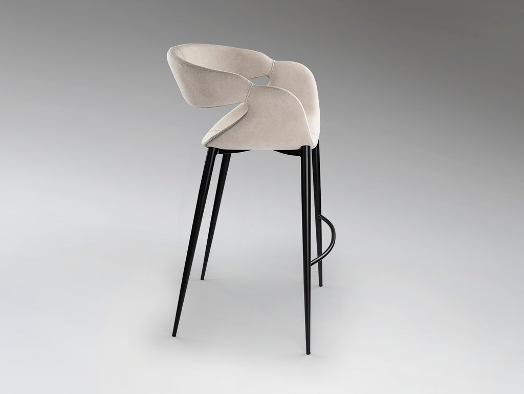 Taburete Alto Diseño Schuller - Giro II - Negro y Piedra | luzguru.com