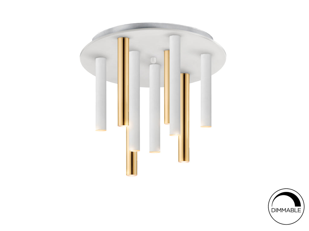 Plafón LED 9 Luces Oro/Blanco - Schuller Varas | luzguru.com