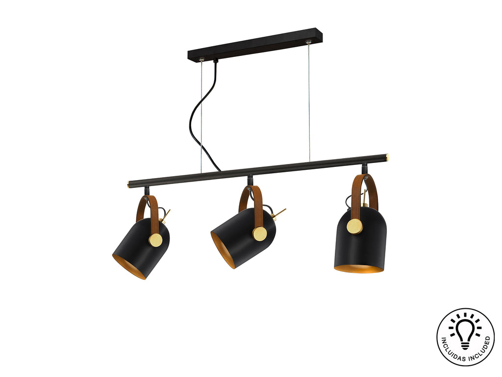 Schuller 346724 - Lámpara Adame 3 Luces Negro/Oro - luzguru.com