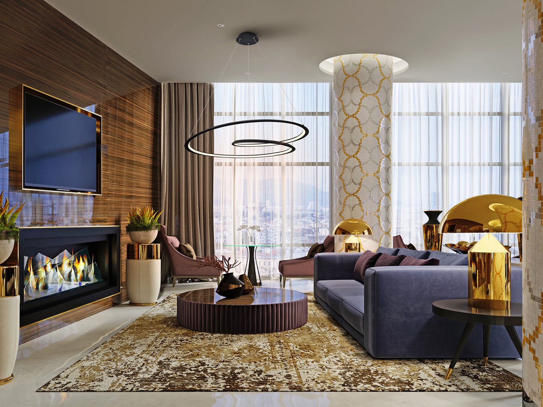 Lámpara Negra Moderna Ø97cm - Schuller Looping | luzguru.com