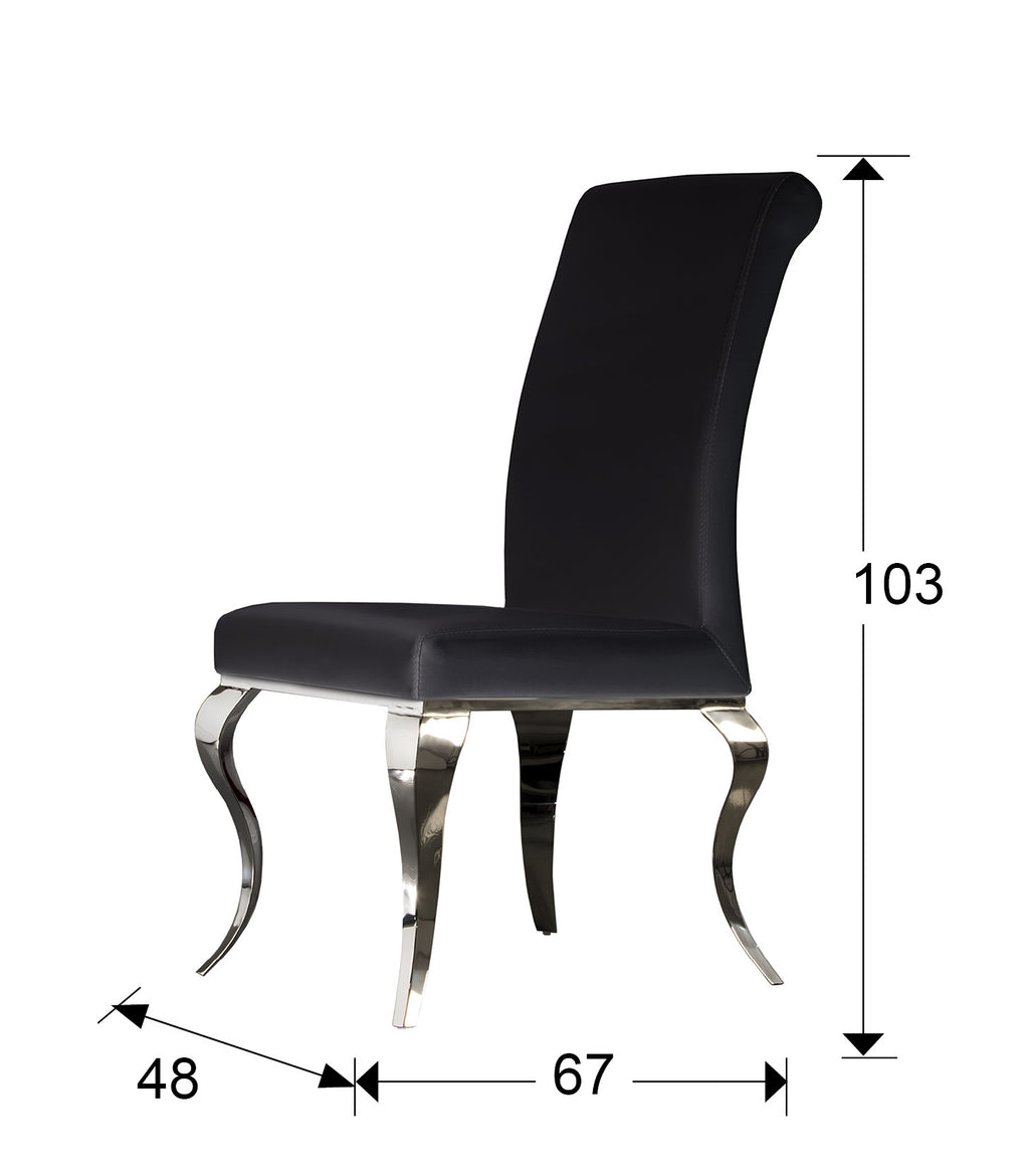 Medidas Silla Schuller Barroque Negra 792572: Alto 103cm, Ancho 48cm, Fondo 67cm, Altura Asiento 48cm, Ancho Asiento 45cm, Fondo Asiento 44cm.

