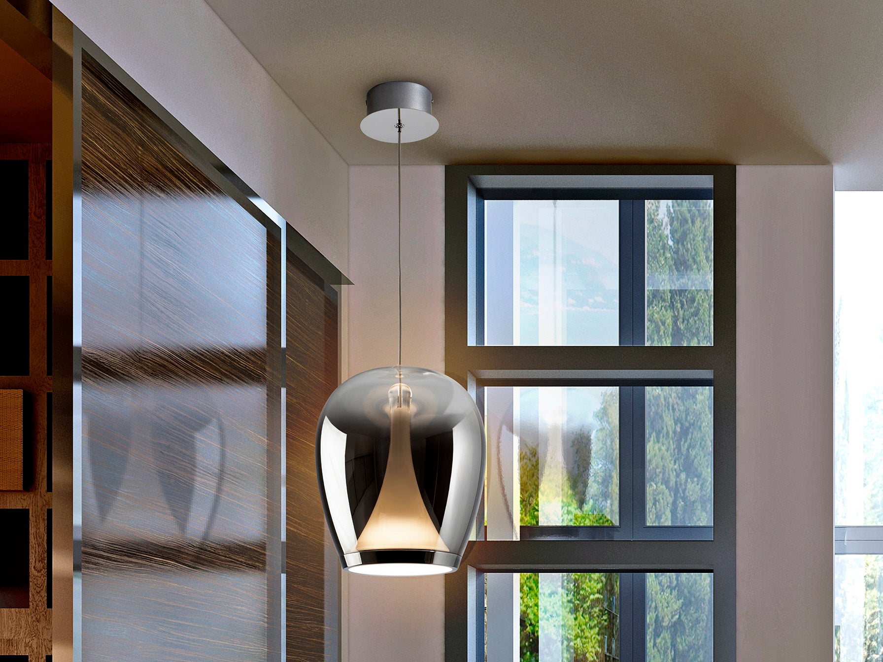 SCHULLER 724517 - Lámpara Suspiro Cromado/Smoke - LUZGURÚ