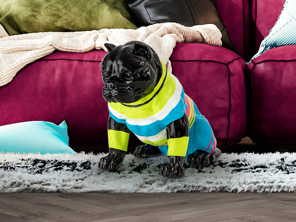 Figura decorativa Pitbull Schuller Rocky - Negra con Rayas | luzguru.com