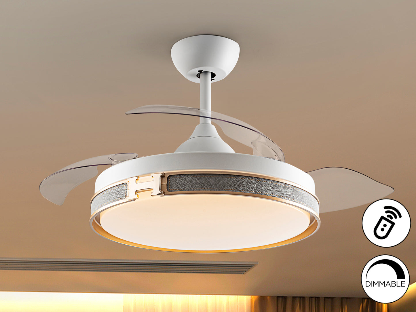 Ventilador Techo Schuller Herón - Blanco Oro - Dimmable - luzguru.com