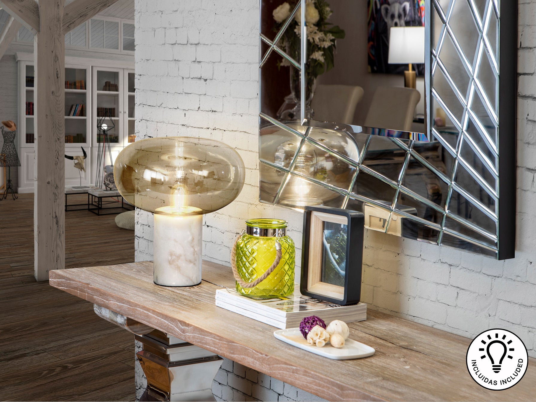 Lámpara Sobremesa Marmol Blanco - Schuller Fungi - Diseño Moderno | luzguru.com