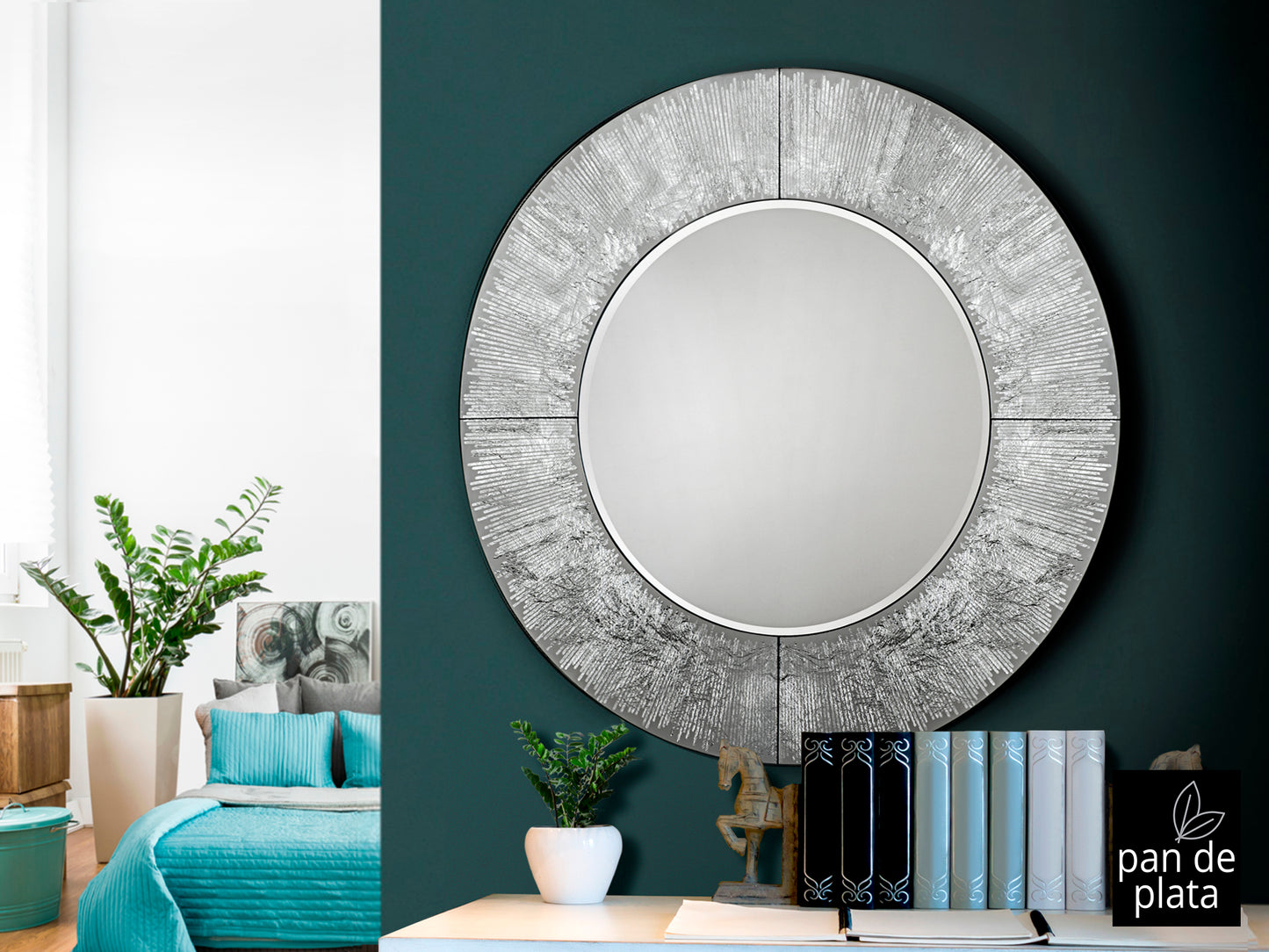Espejo Redondo Aurora Plata - Schuller - Calidad Premium | luzguru.com