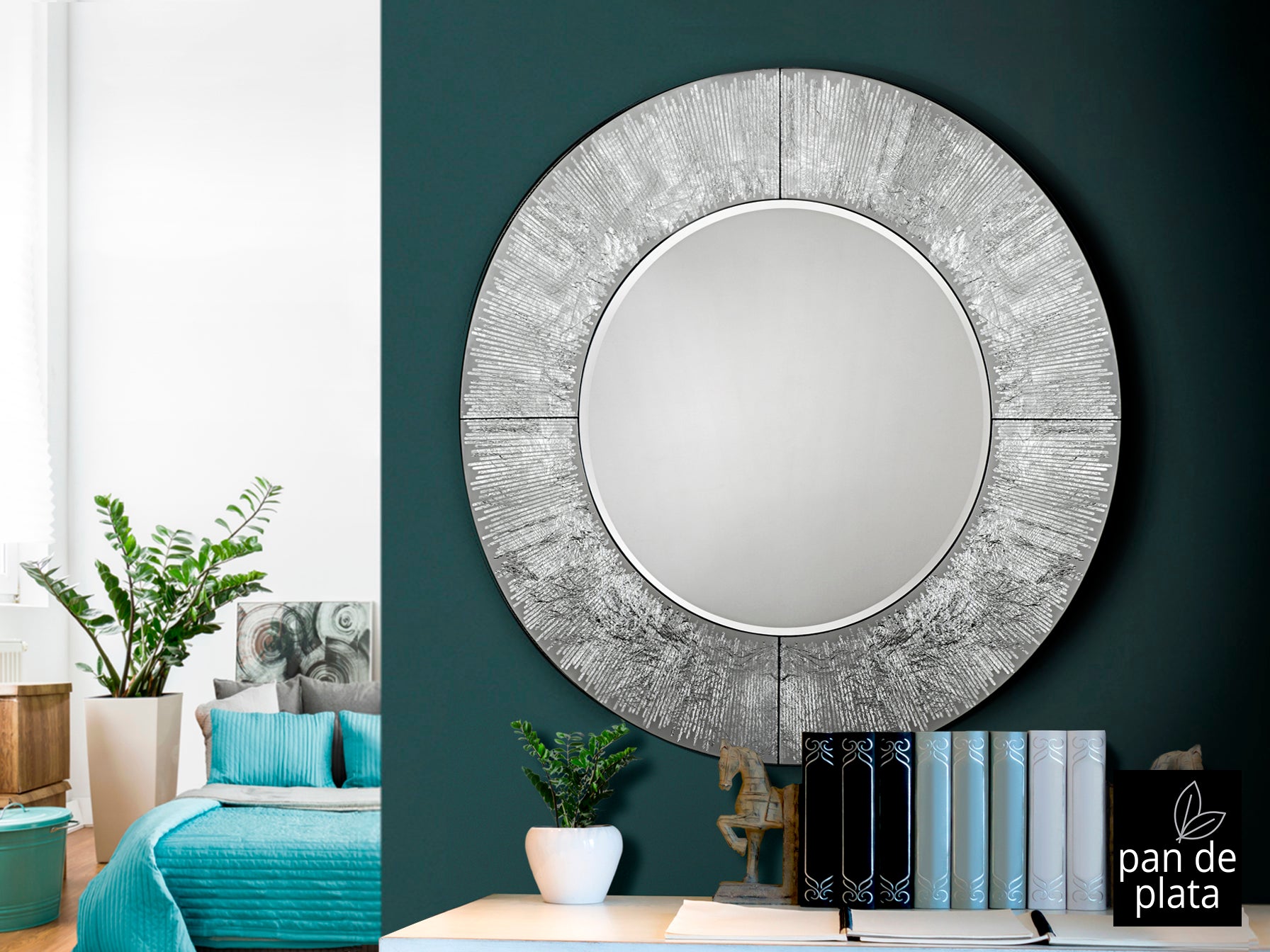 Espejo Redondo Aurora Plata - Schuller - Calidad Premium | luzguru.com