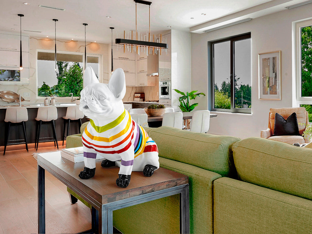 Figura Decorativa Bulldog Francés Schuller - Frenchi Blanco-Rayas | luzguru.com